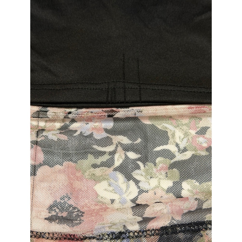 Wet Seal Floral Mesh Overlay Crop Top Built-in Cami Black XS Y2K Fairy Grunge - Picture 13 of 16